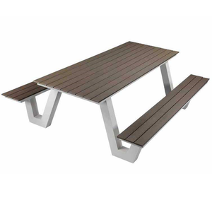 Muebles de exterior comercial, rústico, plástico antiguo, madera, Camping, mesa de Picnic con Banco, restaurante, parque exterior, mesa de cena - Product Image 4