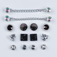 Breloques de chaussures punk en métal argenté pour Crocs, décorations de bijoux scintillants en diamant pour femmes et filles, accessoires pour sabots et sandales