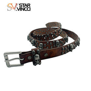 कारखाने प्रत्यक्ष उच्च अंत बहुमुखी गैंडा खोपड़ी पंक हिप हॉप शैली विंटेज वास्तविक चमड़े के बेल्ट पुरुषों के लिए विंटेज वास्तविक चमड़े के बेल्ट - Product Image 3