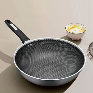 Wok antiadherente de acero inoxidable, wok compuesto de varias capas para guisar, rehurgar y freír; base de nido de abeja antiadherente. - Product Image 1