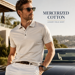 Polo en coton mercerisé pour homme, luxe, manches courtes, décontracté, professionnel, doux, respirant, anti-boulochage, logo personnalisé, OEM, ODM - Product Image 1