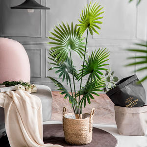 Matériau PU Style nordique <span class=keywords><strong>Licuala</strong></span> <span class=keywords><strong>palmier</strong></span> plante en pot artificiel vert décor pour salon intérieur sol debout en gros. - Product Image 4