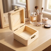 Boîte cadeau en bois non finie avec couvercle à charnière, décorations artisanales pour la maison, style amour, gravure florale, modèle d'emballage pour bijoux