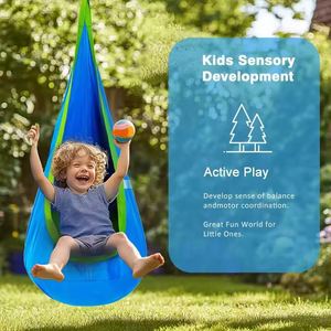 Baichuang Children's Swing Hanging Chair Indoor Outdoor Camping Swing Seat Chair Hammock With <b>Inflatable</b> Cushion LED Light - Product Image 6