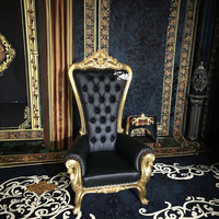 Golden Frame Black PU Throne Sofa Braut und Bräutigam Holz Sofa Set