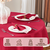 Nappe ronde en polyester imitation lin personnalisée avec bordure en dentelle, imperméable, résistante aux taches, anti-rétrécissement et lavable