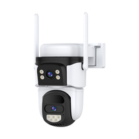 Cámara de Seguridad Solar 4G LTE, Cámara CCTV Inalámbrica 1080P, Doble Lente PTZ, Alimentada por Batería, Detección Humana por IA, Cámara para Exteriores
