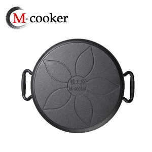 Cucina moderna da 12 pollici in ghisa profonda vaschetta per <span class=keywords><strong>Pizza</strong></span> con fondo piatto e coperchio in legno pentole per la cottura di pizze - Product Image 4