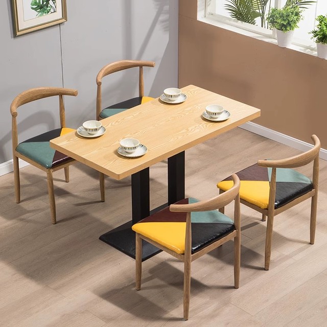 Elegant Café Furniture Set Wooden Tables & Upholstered Chairs Perfect for Commercial Use
