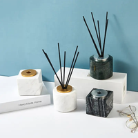 Diffuseur de parfum en marbre naturel de luxe, flacon vide et emballage en boîte, ensemble de diffuseur de parfum et de bougie en gros