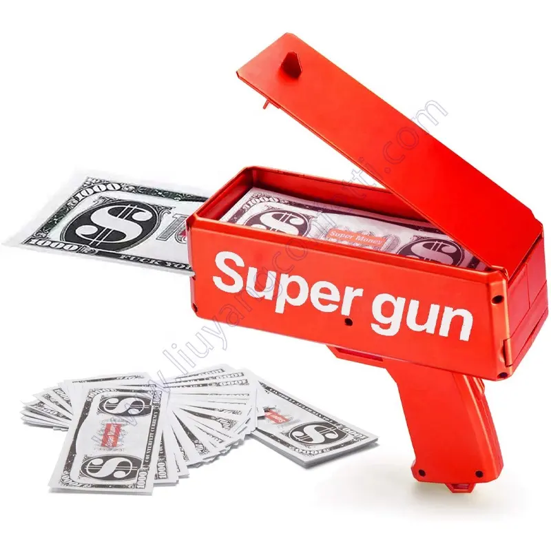 Box Per La Ripresa del Gioco Con Rilevatore di Cannoon Personalizzato Rosa Oro Cannone Giocattolo A Spruzzo Cash Money Lancio Pistola Super-Pistola Soldi shooter