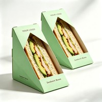 Boîte en papier triangulaire jetable personnalisable de qualité alimentaire recyclable pour sandwichs, pains, biscuits, chocolats – Vente en gros