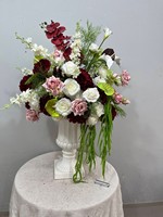H476 Burgunderrote Handgefertigte Hochzeitsblumen-Arrangement Künstlicher Calla-Lilien-Strauß Rose Hortensie 60cm Blumenball Tischdekoration