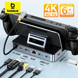 <span class=keywords><strong>Baseus</strong></span>-Estación de acoplamiento <span class=keywords><strong>USB</strong></span> C para Steam Deck Nintend Switch tipo C a HDMI compatible 4K @ 60Hz RJ45 PD 100W tipo C <span class=keywords><strong>USB</strong></span> 3,0 <span class=keywords><strong>Hub</strong></span> - Product Image 1