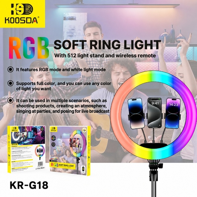Professional Wireless Remote Control Soft Ring Light for Live Streaming Kr-g18 Rgb Mini Portable Led Photography Light