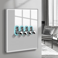 Ew Interrupteurs électriques universels en verre trempé français Uk Eu, interrupteur en verre à tige de bouton à bascule gris argent interrupteurs muraux à lumière LED