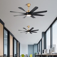 Ventilateur de plafond électrique moderne rustique de 60 pouces avec moteur DC, refroidissement par air, lumière LED, 8 pales, 6 vitesses, en plastique noir, télécommande