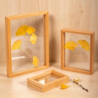 Cadre en bois sans perçage pour spécimens, support photo en bois à mortaise et tenon avec double panneau de verre transparent, cadre de présentation de plantes ou d'art pour table