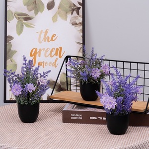 Plante artificielle en pot de lavande 25*9.8*8.3Cm, pot noir, décoration d'intérieur - Product Image 3