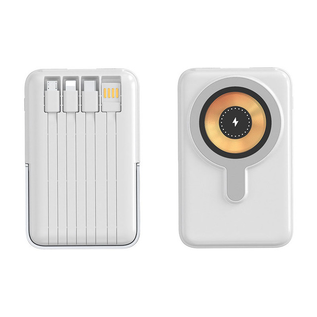 10000mAh Magnetic Wireless Power Bank, 20W Fast Charging with Stand Built-in Cable Compact Portable External Battery
