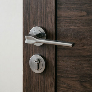 YONFIA 8180R57 <span class=keywords><strong>Poignée</strong></span> de <span class=keywords><strong>porte</strong></span> moderne en alliage de zinc au design épuré, serrure noire pour salle de bain, <span class=keywords><strong>poignée</strong></span> de <span class=keywords><strong>porte</strong></span> à levier pour <span class=keywords><strong>porte</strong></span> en bois - Product Image 4