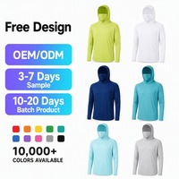 Chemises de pêche pour hommes UPF 50+ à capuche, manches longues, masque facial, protection solaire, séchage rapide, évacuation de l'humidité, OEM ODM