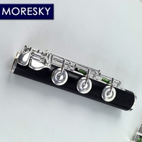 Flauta de ébano MORESKY /C+B+Bb con 17 orificios abiertos, plateada en plata #   Mechanismo de Llave en Do para Soprano, Grenadilla Profesional MFL-1601