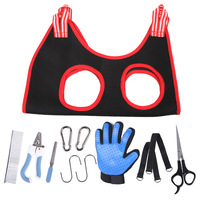 Vente chaude : Kits de toilettage pour animaux de compagnie professionnels, 12 pièces, avec hamac de toilettage, gant, tondeuse, brosse de nettoyage pour animaux de compagnie