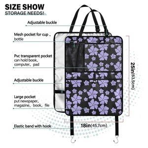 Hawaii Flower Custom Print Car Backseat Organizer Durable Car Seat Organizer Kick Mats Muti-Pocket Back Seat Storage Bag - Product Image 3