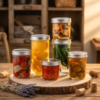 Vente en gros de pots en verre Mason de 250 ml avec couvercle, pots de conserve de 8 oz avec couvercles hermétiques en verre pour confiture, bonbons, lait