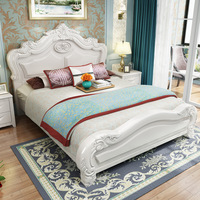 Nouveau lit en bois classique OEM en gros, ensemble de meubles de style américain, lit de mariage en bois, lit double de luxe antique pour chambre à coucher