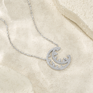 Collier en argent sterling 925 avec moissanite, motif lune et montagne, design semi-circulaire, minimaliste, tendance, pour fiançailles et mariage, pour femme - Product Image 2
