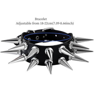 Bracciale in Pelle con Borchie a Doppia Fila Stile Punk con Diamanti, Vendita Calda Transatlantica, Personalizzato e di Tendenza <span class=keywords><strong>per</strong></span> Coppie - Product Image 2