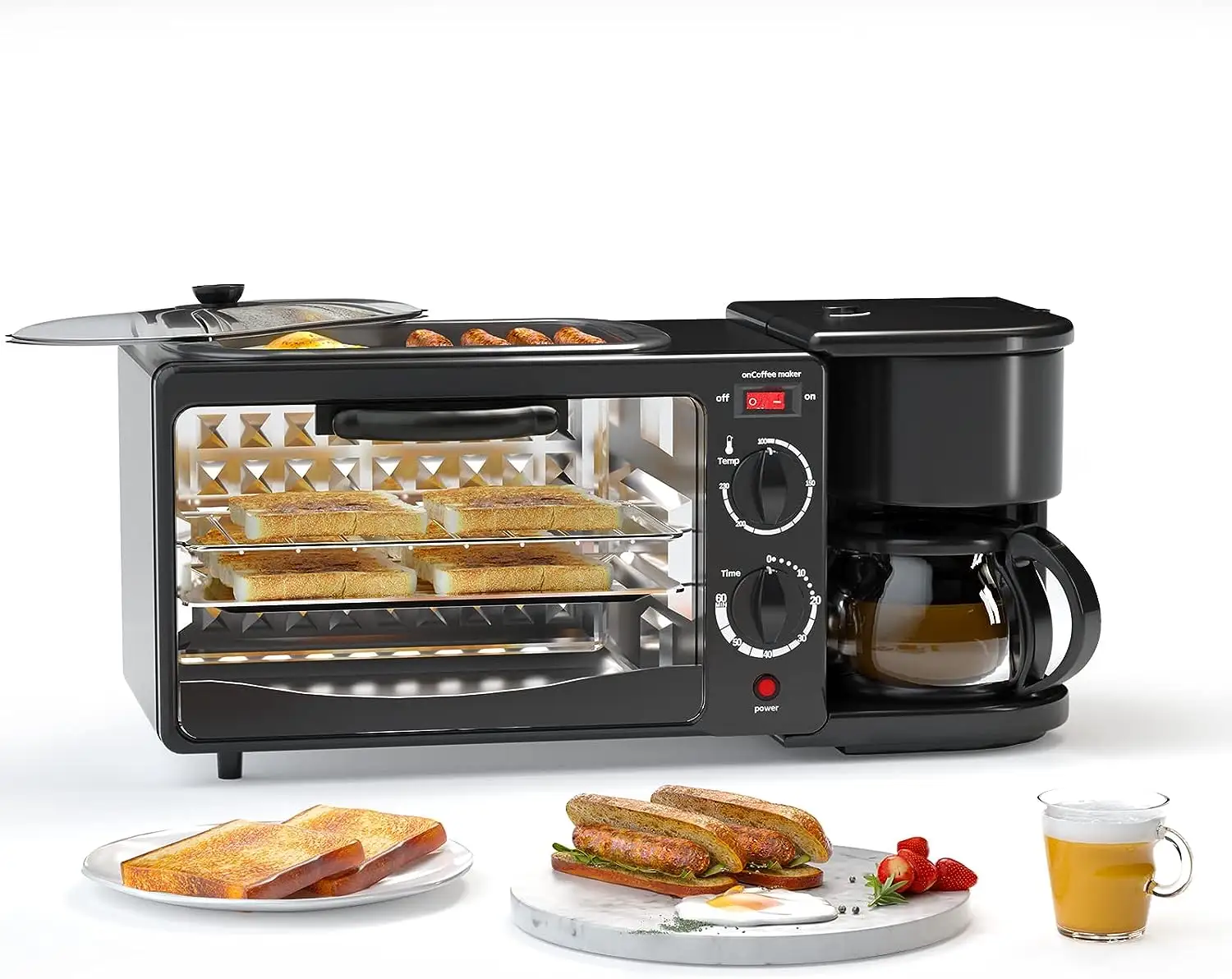 自動多機能3in1ワンコーヒーマシン多機能3in1オーブンサンドイッチトースターパンマフィン朝食メーカー