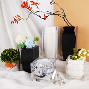 Florero moderno de acrílico transparente, maceta de cristal, adorno de resina para decoración de sala de estar - Product Image 2
