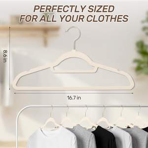 Cintre en velours épais antidérapant avec crochet doré pour vêtements, conception multifonctionnelle à un seul niveau, gain de place, pour salon (vente en gros) - Product Image 3