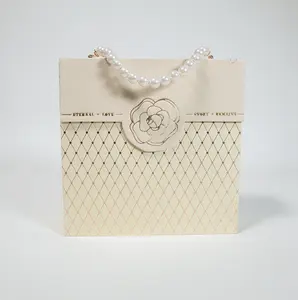 OEM制造商定制设计徽标纸抽屉型珍珠矩形带手柄礼品手提袋包装盒套装礼品盒
