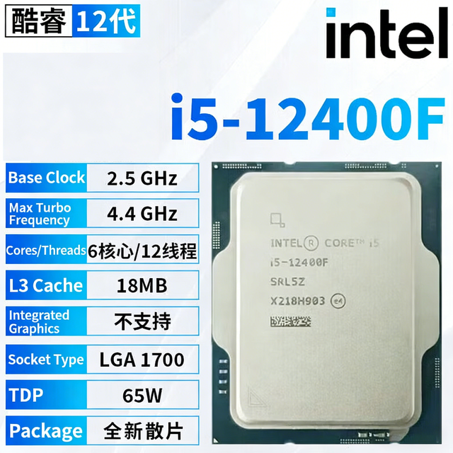 For Intel Core I5-12400F CPU 2.50GHz 6Cores 12 Threads  LGA1700 Threads Unit Desktop Computer Without Graphics Card