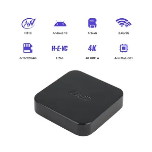 جهاز TV BOX Allwinner H313 OTT Android 10 الذكي مزدوج الشبكة بشاشة ARM Cortex A53 من JUNUO بسعة 2.4 جيجا هرتز و1.4 جيجا هرتز وذاكرة وصول عشوائي 1+8 جيجابايت بدقة 4K من إنتاج شركة OEM/ODM