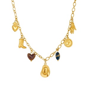 Western Cowboy Gold Plated Pendant Necklace With Hat <b>Boots</b> Hand Moon Charms Heart Shape Zinc Alloy Fashion <b>Jewelry</b> Gift - Product Image 5