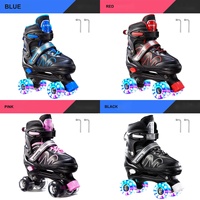 Patins à roulettes EACH pour enfants, quatre roues lumineuses, patins à roulettes quad pour débutants, hommes et femmes