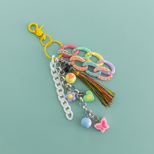 Nouvelle collection de breloques et <span class=keywords><strong>porte</strong></span>-clés pour femmes en acrylique <span class=keywords><strong>original</strong></span> avec pompons - Product Image 6