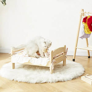 <span class=keywords><strong>Lit</strong></span> pour chien d'intérieur <span class=keywords><strong>en</strong></span> <span class=keywords><strong>bois</strong></span> surélevé <span class=keywords><strong>de</strong></span> 10 cm, motif rectangulaire uni, respirant, toutes saisons, literie amovible lavable, taille S-XL - Product Image 3
