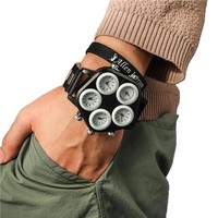 Montre pour homme à cadran surdimensionné, style punk euro-américain tendance, 5 mouvements, idéale pour les performances de DJ en boîte de nuit