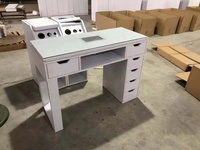 Table de manucure double avec plateau en verre, lime à ongles blanche, station de manucure