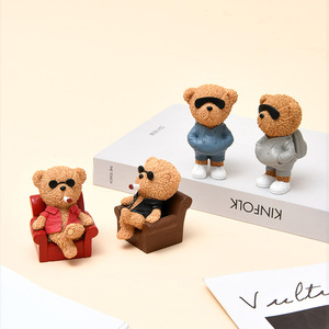 Teddy Bear Figurine Resin Craft Desktop Ornament Handmade Animal Shape Home Decoration Gift - Product Image 3