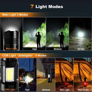Đèn pin LED siêu sáng công suất cao P70 P90+COB, tích hợp sạc dự phòng USB, có thể thu phóng, đèn pin chiến thuật, đèn pin cắm trại - Product Image 4