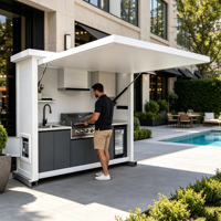 Meuble de cuisine extérieur écologique et facile à nettoyer avec robinet, évier et double porte pour station de cuisson de patio – Fournisseur