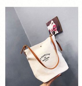 Sac à bandoulière en coton pour femme, nouveau design, sac de shopping décontracté en toile, sac messager avec poignées en cuir - Product Image 6