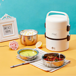 Household Office portable large capacity round heating lunch box Electric Plastic Food Warmer Lunch Box